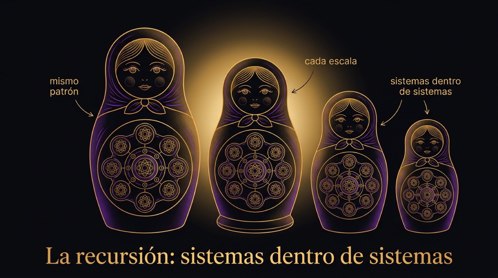Muñecas rusas: el mismo patrón de cinco funciones se repite en cada escala, un fractal de gobierno